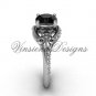 Platinum diamond Fleur de Lis, eternity, Black Diamond engagement ring VD208125