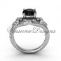 Platinum diamond Fleur de Lis, eternity, Black Diamond engagement ring VD208125