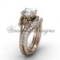 14kt rose gold diamond Fleur de Lis, eternity engagement ring, engagement set VD208125S