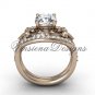 14kt rose gold diamond Fleur de Lis, eternity engagement ring, engagement set VD208125S