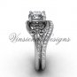 Platinum diamond Fleur de Lis, eternity engagement ring, engagement set VD208125S