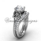14kt white gold diamond Fleur de Lis, eternity engagement ring, Moissanite engagement set VD208125S 14kt white gold diamond Fleur de Lis, eternity engagement ring, Moissanite engagement set VD208125S