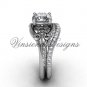 Platinum  diamond Fleur de Lis, eternity engagement ring, Moissanite  engagement set VD208125S