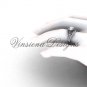 Platinum  diamond Fleur de Lis, eternity engagement ring, Moissanite  engagement set VD208125S