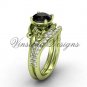 14kt yellow gold diamond Fleur de Lis, eternity ring, Black Diamond engagement set VD208125