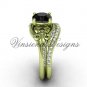 14kt yellow gold diamond Fleur de Lis, eternity ring, Black Diamond engagement set VD208125