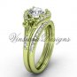 14kt yellow gold diamond Fleur de Lis, eternity engagement ring, engagement set VD208126S
