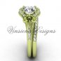 14kt yellow gold diamond Fleur de Lis, eternity engagement ring, engagement set VD208126S
