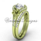 14k yellow gold diamond Fleur de Lis, eternity engagement ring, Moissanite engagement set VD208126S 14k yellow gold diamond Fleur de Lis, eternity engagement ring, Moissanite engagement set VD208126S