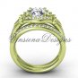 14k yellow gold diamond Fleur de Lis, eternity engagement ring, Moissanite engagement set VD208126S