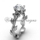 Platinum leaf and vine, Fleur de Lis engagement ring VD208223