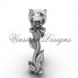 Platinum leaf and vine, Fleur de Lis engagement ring VD208223