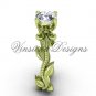 14kt yellow gold leaf and vine, Fleur de Lis, One Moissanite engagement ring VD208223