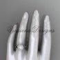 14kt white gold diamond leaf and vine, pearl, halo wedding ring, engagement ring VFP301022