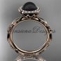 14kt rose gold diamond leaf and vine, pearl, halo wedding ring, engagement ring VFBP301022
