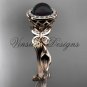 14kt rose gold, pearl, butterfly, leaf and vine, halo engagement ring VFBP301020
