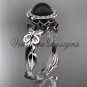 Platinum, pearl, butterfly, leaf and vine, halo engagement ring VFBP301020