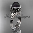 14kt white gold, pearl, diamond, leaf and vine, halo engagement ring VFBP301019