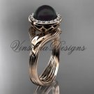14kt rose gold, pearl, diamond, leaf and vine, halo engagement ring VFBP301019