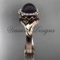 14kt rose gold, pearl, diamond, leaf and vine, halo engagement ring VFBP301019