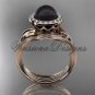 14kt rose gold, pearl, diamond, leaf and vine, halo engagement ring VFBP301019