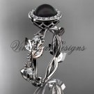 Platinum, pearl, diamond, leaf and vine, halo engagement ring VFBP301018