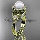 14kt yellow gold, pearl, flower, halo engagement ring VFP301017