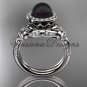Platinum, pearl, flower, halo engagement ring VFBP301017