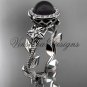 Platinum, pearl, diamond, leaf and vine, floral, halo engagement ring VFBP301016