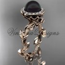 14kt rose gold, pearl, diamond, leaf and vine, halo engagement ring VFBP301015 14kt rose gold, pearl, diamond, leaf and vine, halo engagement ring VFBP301015