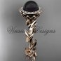 14kt rose gold, pearl, diamond, leaf and vine, halo engagement ring VFBP301015