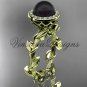 14kt yellow gold, pearl, diamond, leaf and vine, halo engagement ring VFBP301015