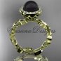 14kt yellow gold, pearl, diamond, leaf and vine, halo engagement ring VFBP301015