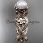 14kt rose gold, pearl, flower, halo engagement ring VFP301014