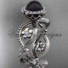 14kt white gold, pearl, flower, halo engagement ring VFBP301014