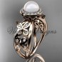 14kt rose gold, pearl, diamond, butterfly, halo engagement ring VFP301013