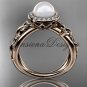 14kt rose gold, pearl, diamond, butterfly, halo engagement ring VFP301013