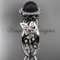 14kt white gold, pearl, diamond, butterfly, halo engagement ring VFBP301013