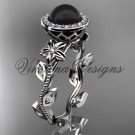 14kt white gold pearl, diamond leaf and vine, floral, halo engagement ring VFBP301012 14kt white gold pearl, diamond leaf and vine, floral, halo engagement ring VFBP301012