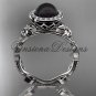 14kt white gold pearl, diamond leaf and vine, floral, halo engagement ring VFBP301012