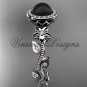 platinum pearl, diamond leaf and vine, floral, halo engagement ring VFBP301012