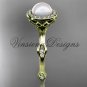 14k yellow gold pearl,diamond, halo engagement ring VFP301011