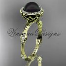 14k yellow gold pearl,diamond, halo engagement ring VFBP301011