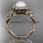 14kt rose gold pearl, flower, halo engagement ring VFP301010