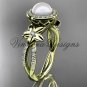 14kt yellow gold pearl, flower, halo engagement ring VFP301010