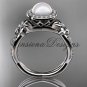 Platinum pearl, flower, halo engagement ring VFP301010