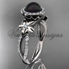 14kt white gold pearl, flower, halo engagement ring VFBP301010