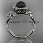 Platinum pearl, flower, halo engagement ring VFBP301010
