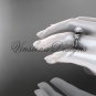 Platinum pearl, flower, halo engagement ring VFBP301010