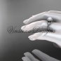 14kt white gold pearl, diamond, flower, halo engagement ring VFP301009